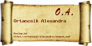 Ortancsik Alexandra névjegykártya